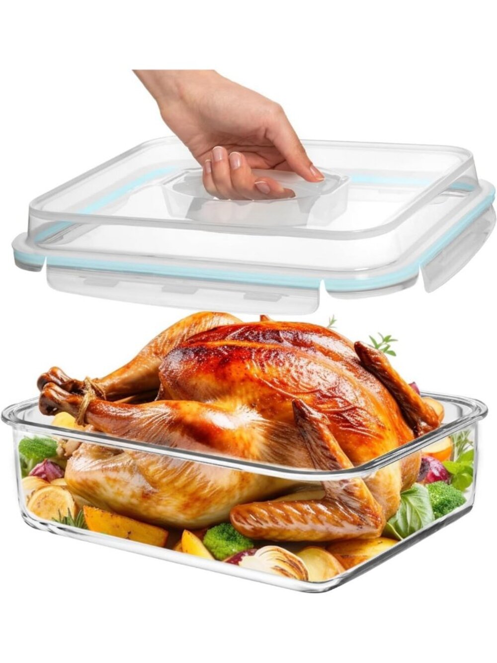 Large 4800 ML Glass Food Storage Container with Airtight Lid - BPA Free, Oven